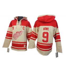 Gordie Howe Detroit Red Wings Authentic Old Time Hockey Sawyer Hooded Sweatshirt Jersey (Cream)