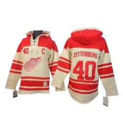 Henrik Zetterberg Detroit Red Wings Authentic Old Time Hockey Sawyer Hooded Sweatshirt Jersey (Cream)