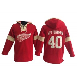 Henrik Zetterberg Detroit Red Wings Authentic Old Time Hockey Pullover Hoodie Jersey (Red)