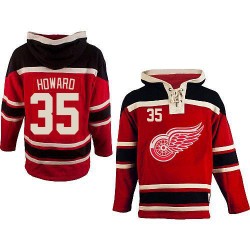 Jimmy Howard Detroit Red Wings Authentic Old Time Hockey Sawyer Hooded Sweatshirt Jersey (Red)
