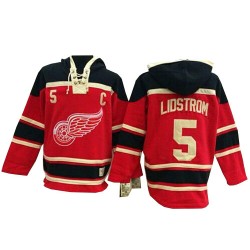 Nicklas Lidstrom Detroit Red Wings Authentic Old Time Hockey Sawyer Hooded Sweatshirt Jersey (Red)