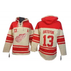 Pavel Datsyuk Detroit Red Wings Authentic Old Time Hockey Sawyer Hooded Sweatshirt Jersey (Cream)