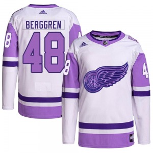 Jonatan Berggren Detroit Red Wings Adidas Youth Authentic Hockey Fights Cancer Primegreen Jersey (White/Purple)
