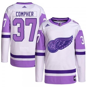 J.T. Compher Detroit Red Wings Adidas Youth Authentic Hockey Fights Cancer Primegreen Jersey (White/Purple)