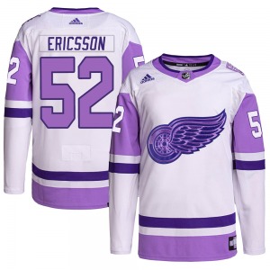 Jonathan Ericsson Detroit Red Wings Adidas Youth Authentic Hockey Fights Cancer Primegreen Jersey (White/Purple)