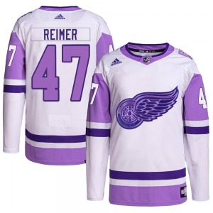 James Reimer Detroit Red Wings Adidas Youth Authentic Hockey Fights Cancer Primegreen Jersey (White/Purple)