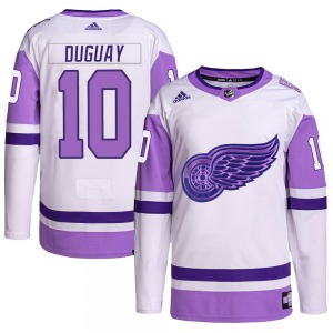 Ron Duguay Detroit Red Wings Adidas Authentic Hockey Fights Cancer Primegreen Jersey (White/Purple)