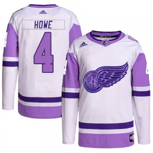 Mark Howe Detroit Red Wings Adidas Authentic Hockey Fights Cancer Primegreen Jersey (White/Purple)