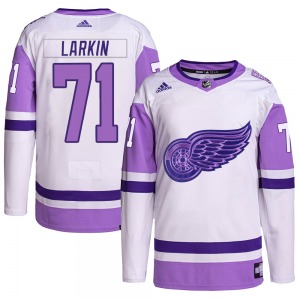Dylan Larkin Detroit Red Wings Adidas Authentic Hockey Fights Cancer Primegreen Jersey (White/Purple)