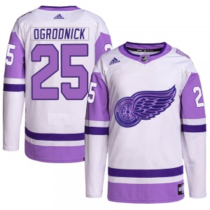 John Ogrodnick Detroit Red Wings Adidas Authentic Hockey Fights Cancer Primegreen Jersey (White/Purple)