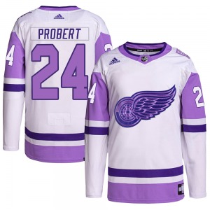 Bob Probert Detroit Red Wings Adidas Authentic Hockey Fights Cancer Primegreen Jersey (White/Purple)