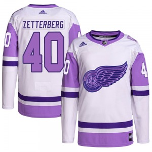 Henrik Zetterberg Detroit Red Wings Adidas Authentic Hockey Fights Cancer Primegreen Jersey (White/Purple)