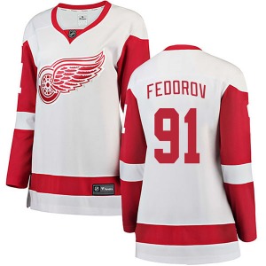 Sergei Fedorov Detroit Red Wings Fanatics Branded Women's Breakaway Away Jersey (White)