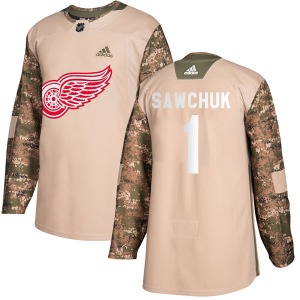 Terry Sawchuk Detroit Red Wings Adidas Authentic Veterans Day Practice Jersey (Camo)