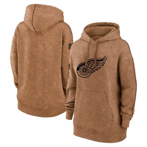 Detroit Red Wings Women's 2023 Salute to Service Pullover Hoodie (Brown)