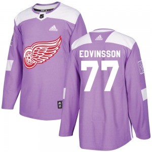 Simon Edvinsson Detroit Red Wings Adidas Authentic Hockey Fights Cancer Practice Jersey (Purple)