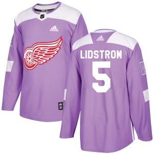 Nicklas Lidstrom Detroit Red Wings Adidas Authentic Hockey Fights Cancer Practice Jersey (Purple)