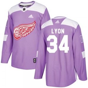 Alex Lyon Detroit Red Wings Adidas Authentic Hockey Fights Cancer Practice Jersey (Purple)