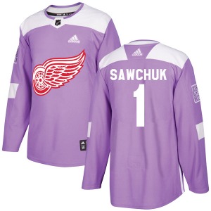 Terry Sawchuk Detroit Red Wings Adidas Authentic Hockey Fights Cancer Practice Jersey (Purple)