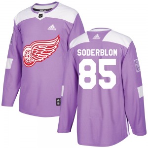 Elmer Soderblom Detroit Red Wings Adidas Authentic Hockey Fights Cancer Practice Jersey (Purple)