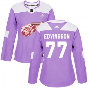 Simon Edvinsson Detroit Red Wings Adidas Women's Authentic Hockey Fights Cancer Practice Jersey (Purple)