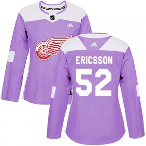 Jonathan Ericsson Detroit Red Wings Adidas Women's Authentic Hockey Fights Cancer Practice Jersey (Purple)