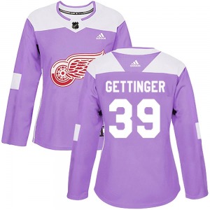 Tim Gettinger Detroit Red Wings Adidas Women's Authentic Hockey Fights Cancer Practice Jersey (Purple)