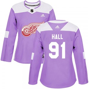Curtis Hall Detroit Red Wings Adidas Women's Authentic Hockey Fights Cancer Practice Jersey (Purple)
