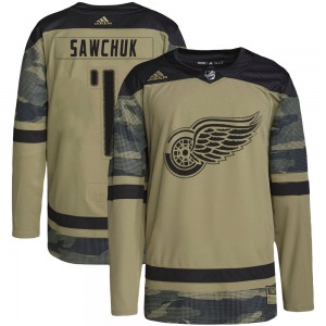 Terry Sawchuk Detroit Red Wings Adidas Youth Authentic Military Appreciation Practice Jersey (Camo)