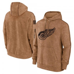 Detroit Red Wings Youth 2023 Salute to Service Club Pullover Hoodie (Brown)