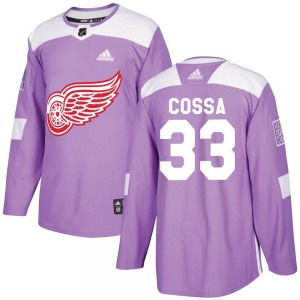 Sebastian Cossa Detroit Red Wings Adidas Youth Authentic Hockey Fights Cancer Practice Jersey (Purple)