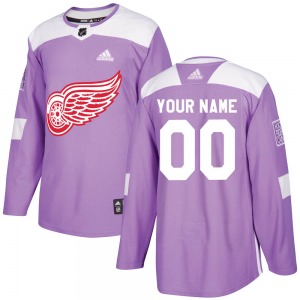 Custom Detroit Red Wings Adidas Youth Authentic Custom Hockey Fights Cancer Practice Jersey (Purple)