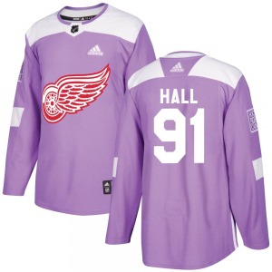 Curtis Hall Detroit Red Wings Adidas Youth Authentic Hockey Fights Cancer Practice Jersey (Purple)